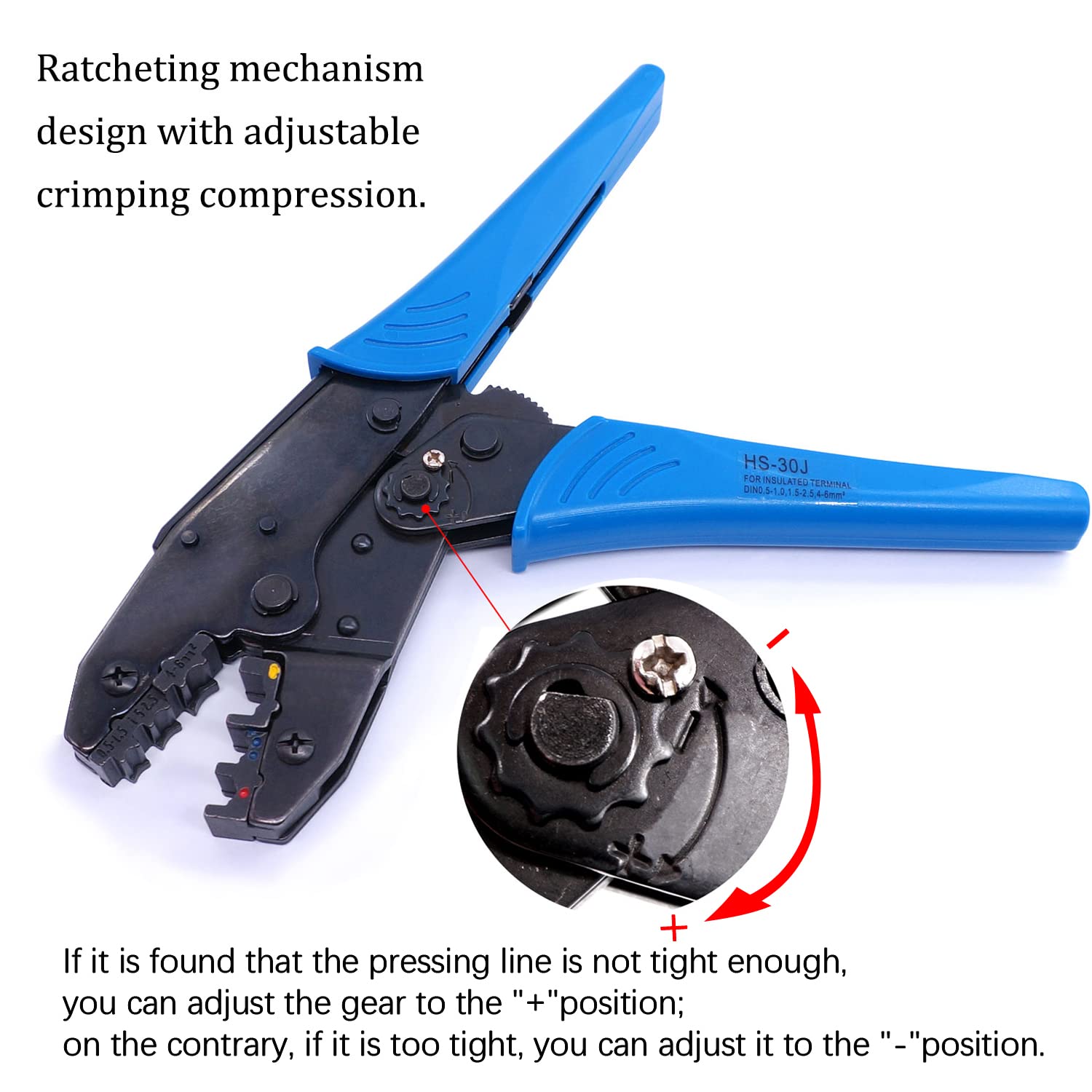 Amazon | Twidec/ラチェット圧着ペンチ 0.5~6.0mm² 圧着工具 22
